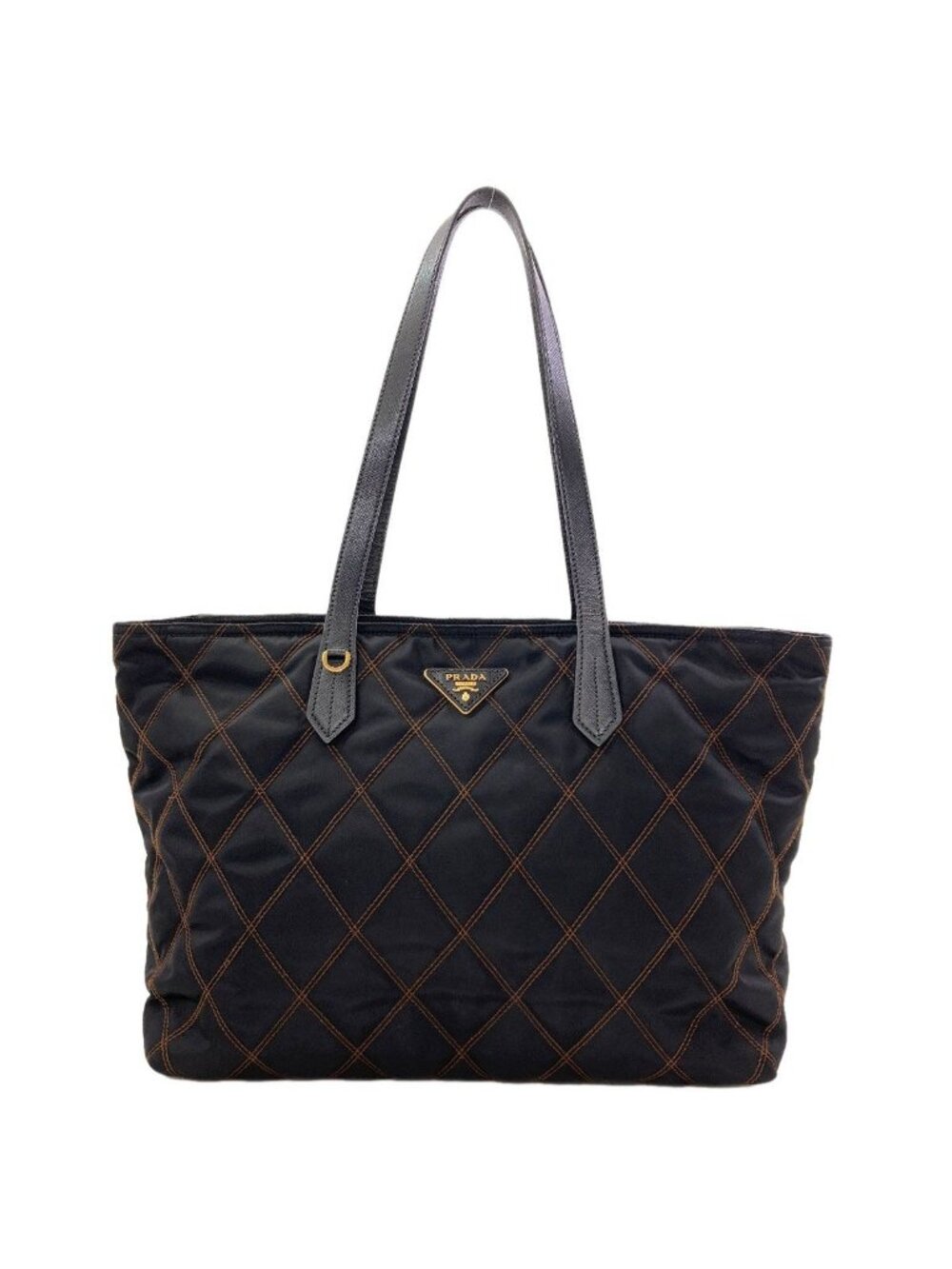 Prada Logo Quilted Tote Bag Nylon